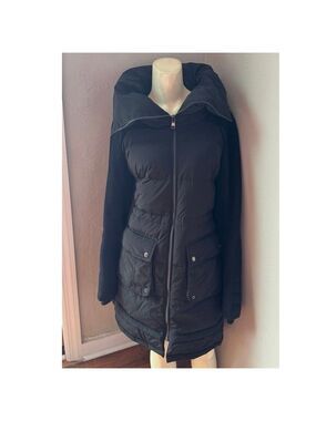Ashley B Down Fish Tail Mixed-Media Parka, size small